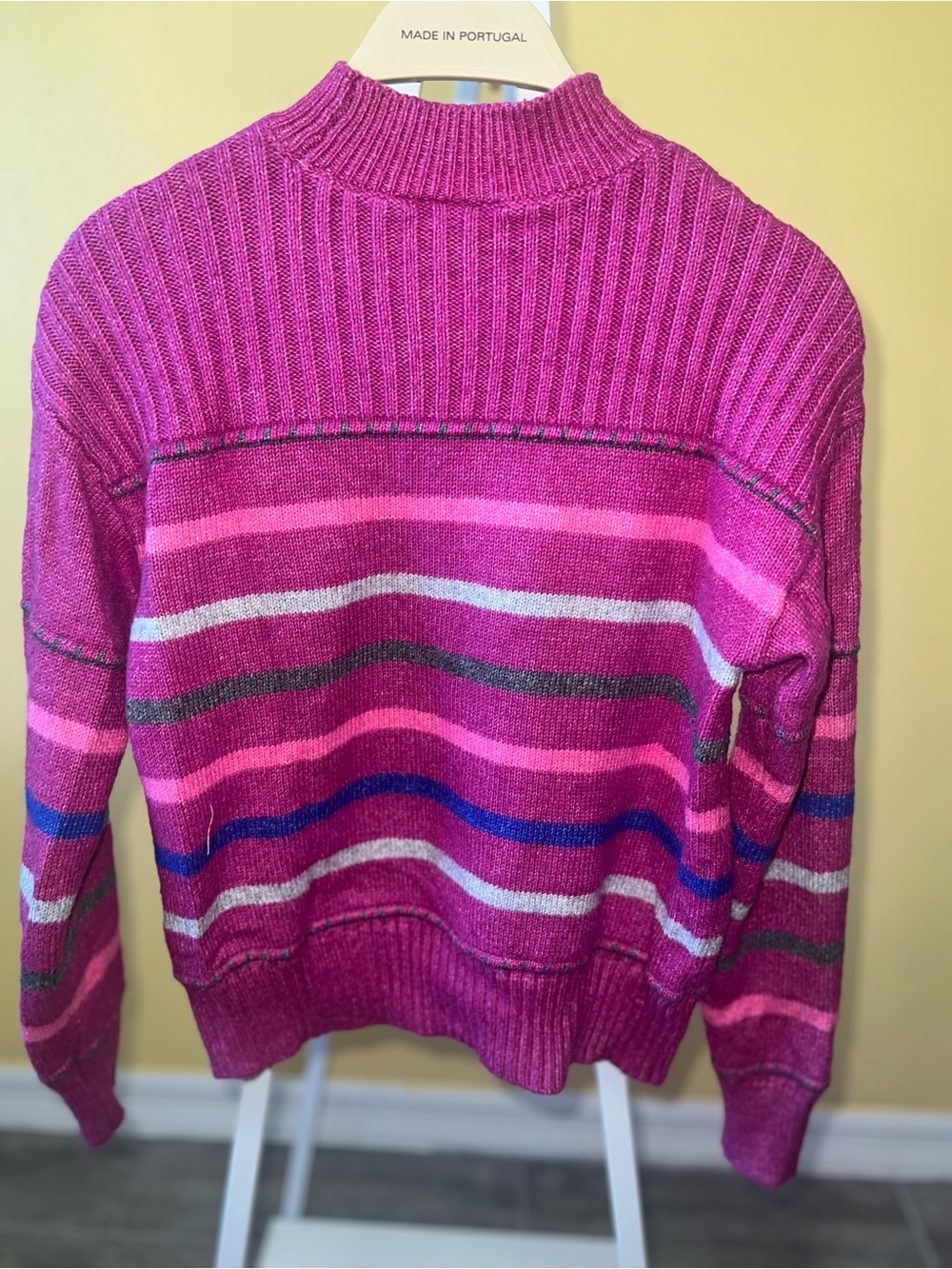 Target Fuchsia Pink Striped Cowl-Neck Sweater